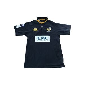London Wasps Rugby Shirt‎ Black Canterbury Size Medium Polo 2009/10 Men's